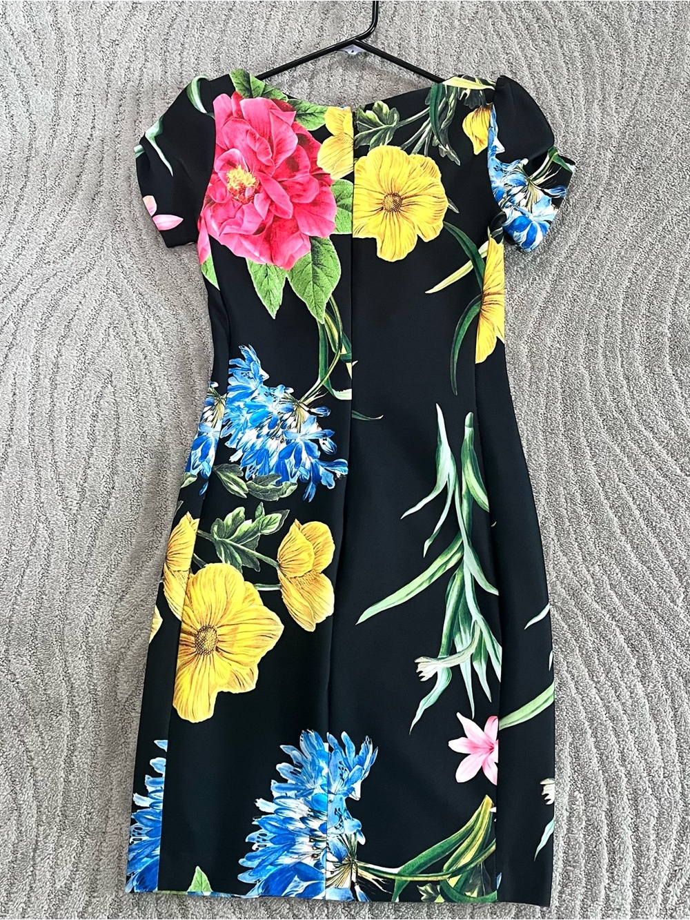 Chic Black Floral A-Line Dress with Bold and Beautiful Floral Bloom Print